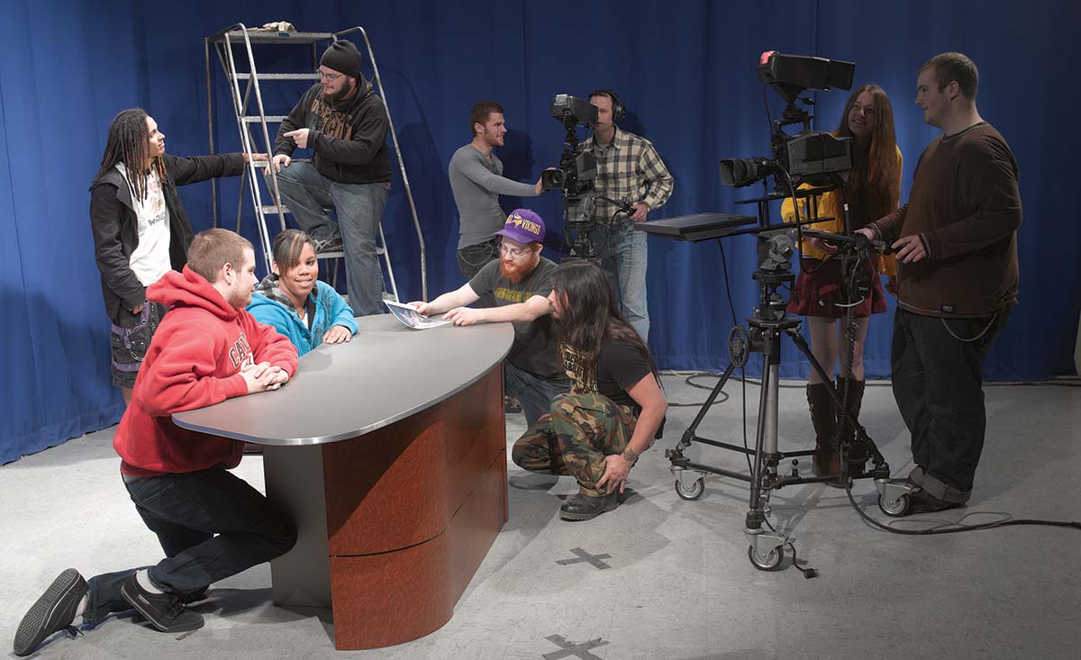 School of Media and Arts students in the recording studio